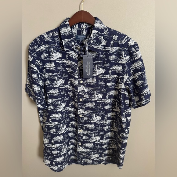 Vineyard Vines Other - NWT Vineyard Vines Men's Ocean View Toile Linen Short Sleeve Shirt Medium
